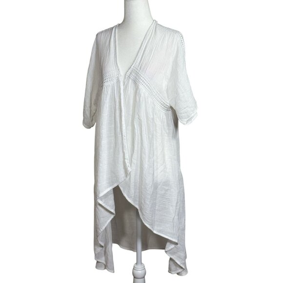 Vivid Size S Womens Open Kimono Cardigan With Lace Trim Elegant - Picture 1 of 10